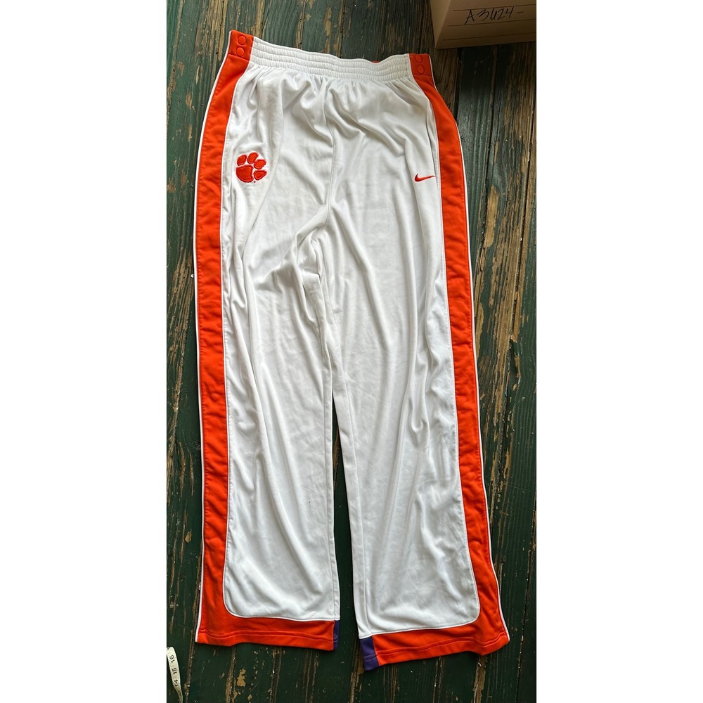 Nike Team Clemson Tigers Basketball Warm Up Tearaway Pants White XXL +2 Length
